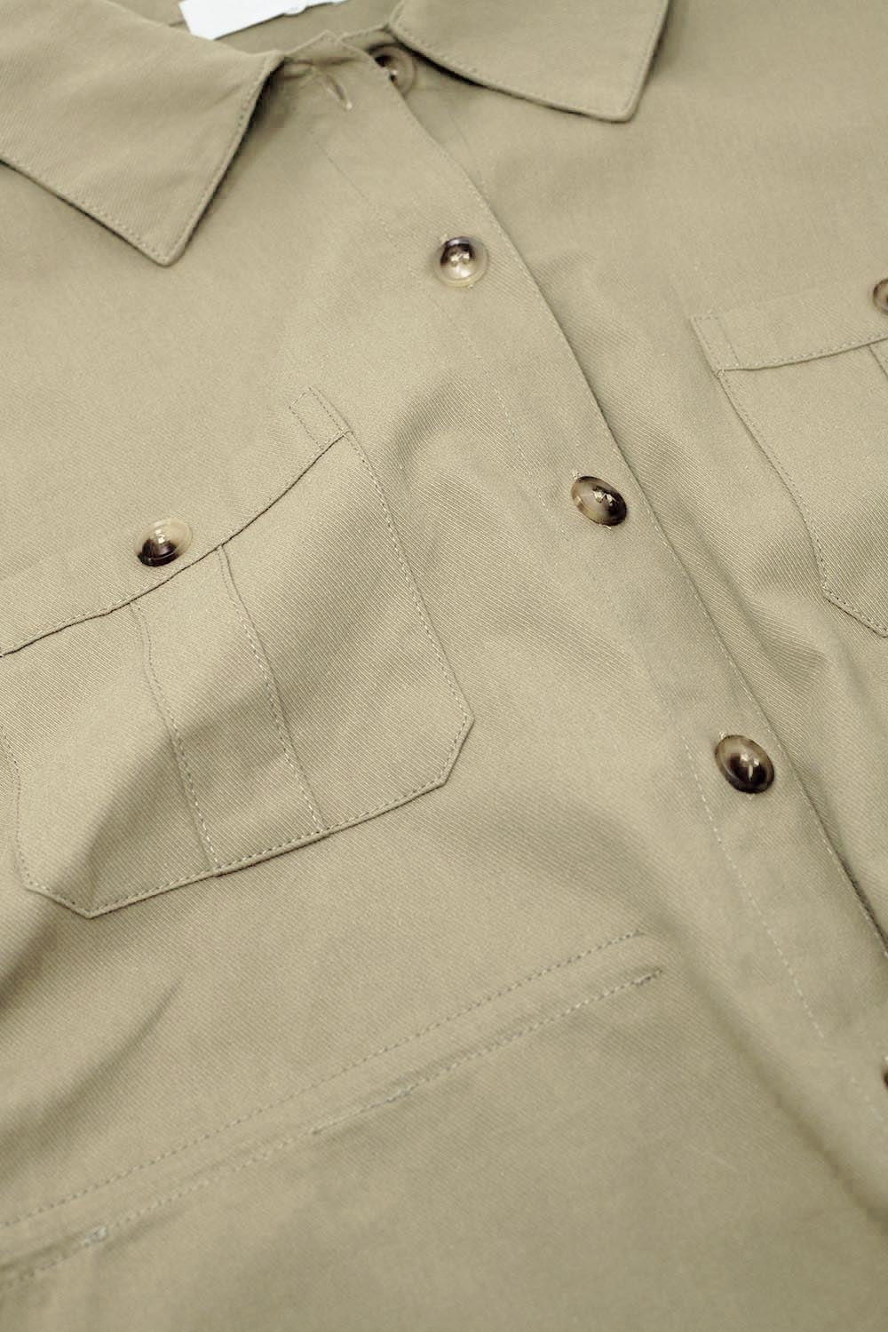 Button Up Khaki Shirt With Chest Pockets Q2 Shirts BoutiqueLua