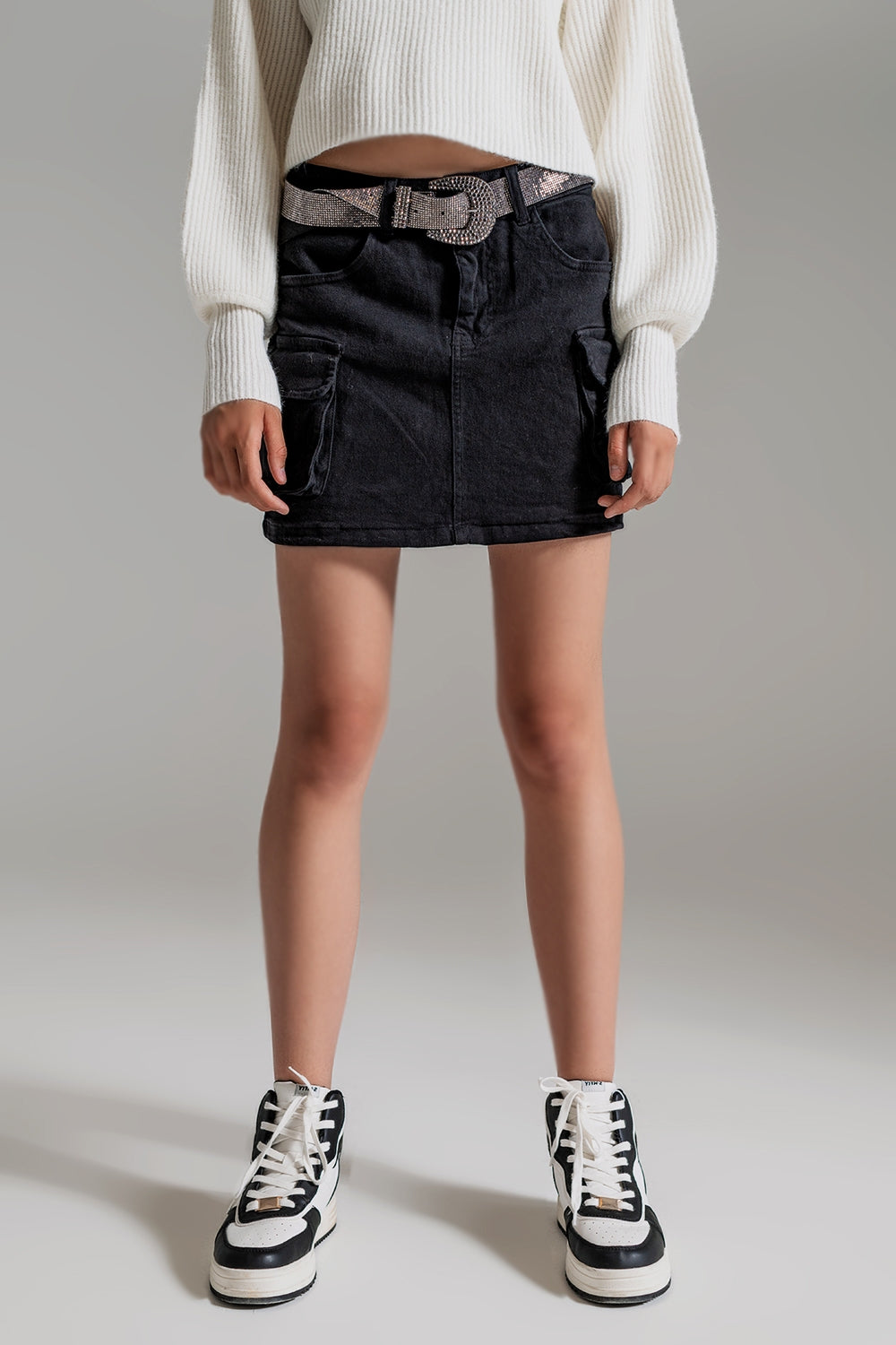 Cargo Mini Skirt in black Q2 Skirts BoutiqueLua