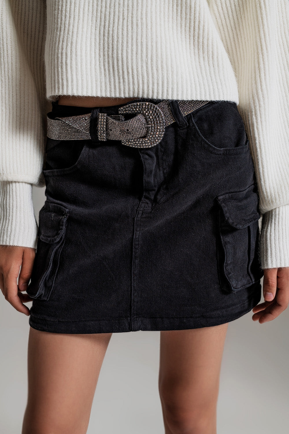 Cargo Mini Skirt in black Q2 Skirts BoutiqueLua