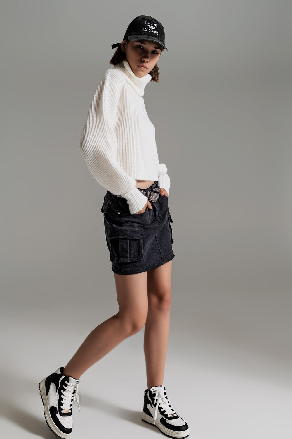 Cargo Mini Skirt in black Q2 Skirts BoutiqueLua