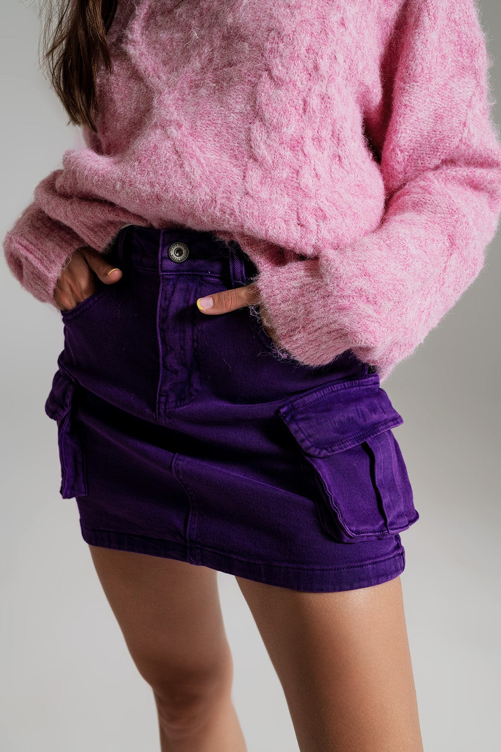 Cargo Mini Skirt in Purple Q2 Skirts BoutiqueLua