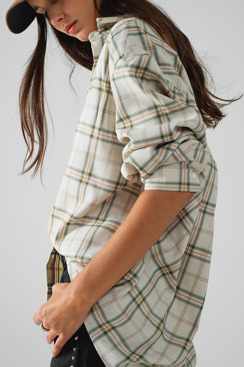 Checked Shirt With Back Opening In Beige Q2 Shirts BoutiqueLua