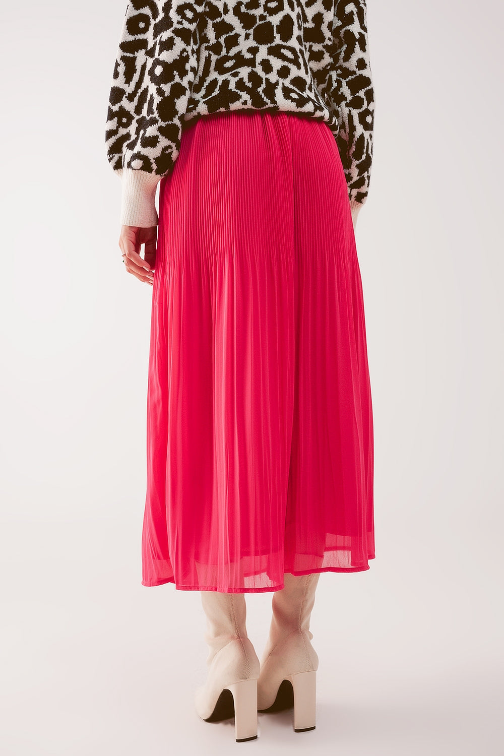 Chiffon pleated midi skirt in fuchsia Q2 Skirts BoutiqueLua