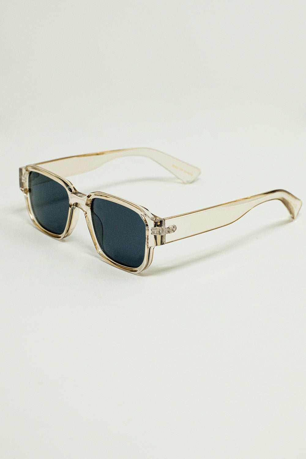 Chunky Square Sunglasses With Transparent Smoky Frame Q2 Sunglasses BoutiqueLua