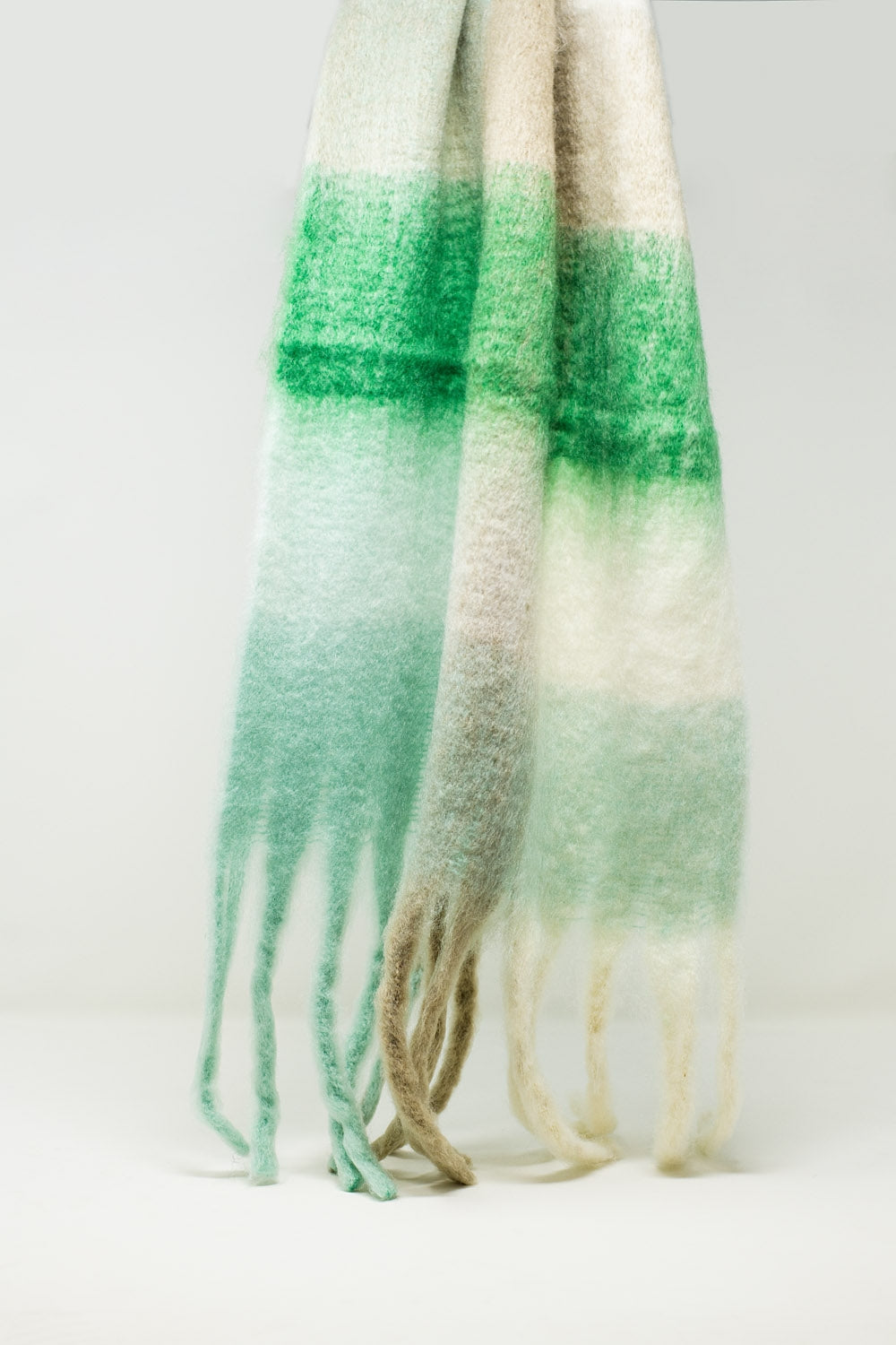 Chunky Stripy Scarf In Green and Gray Q2 Necklaces BoutiqueLua