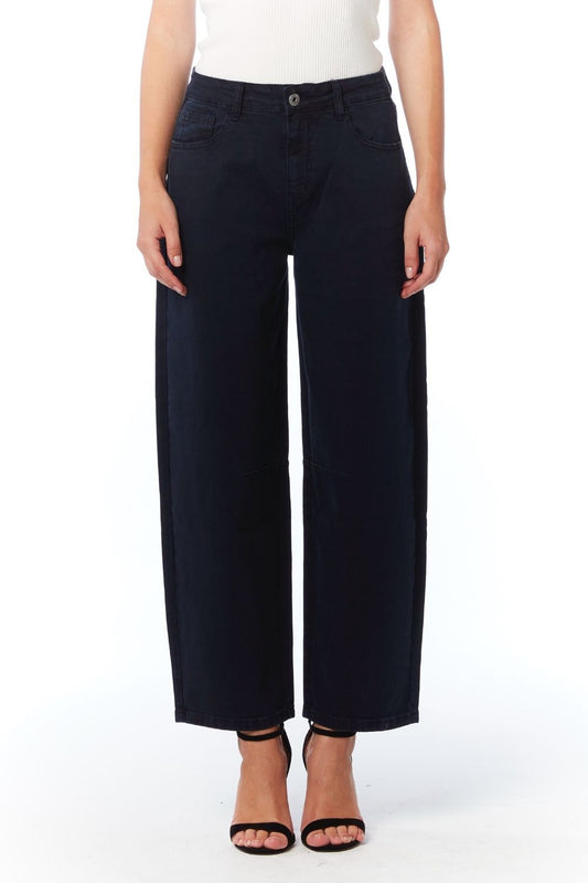 Q2 Comfortable stretch jeans with barrel leg in black