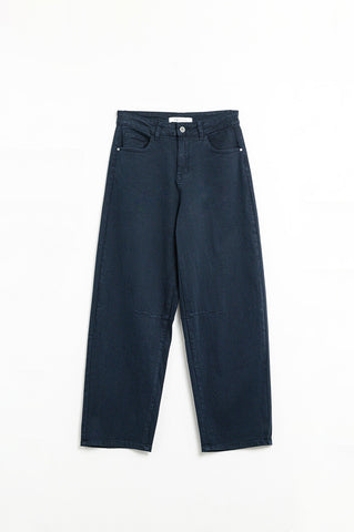 Comfortable stretch jeans with barrel leg in navy