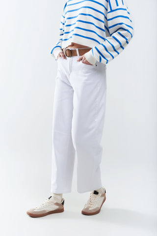 comfortable stretch jeans with barrel leg in white