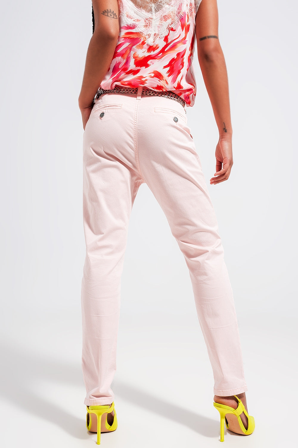 Cotton blend pants in pink Q2 Jeans BoutiqueLua