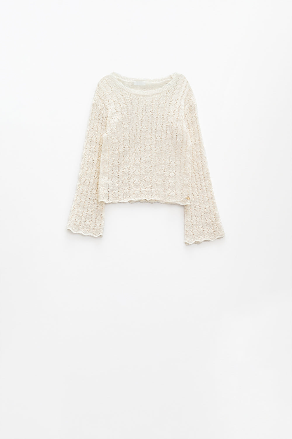 Cream Sweater With Flared Sleeves Q2 Sweaters BoutiqueLua