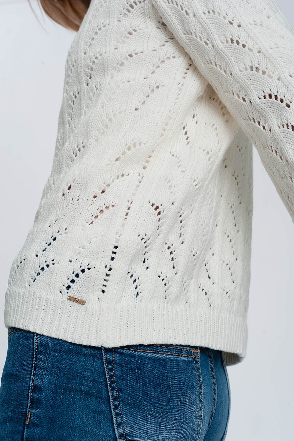 Crochet jumper in cream Q2 Sweaters BoutiqueLua