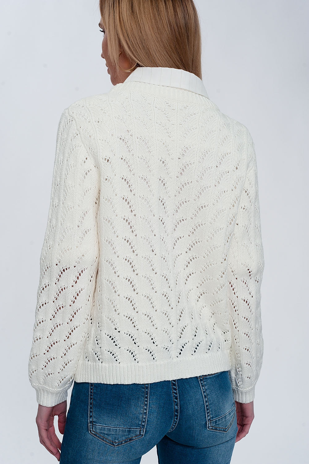 Crochet jumper in cream Q2 Sweaters BoutiqueLua