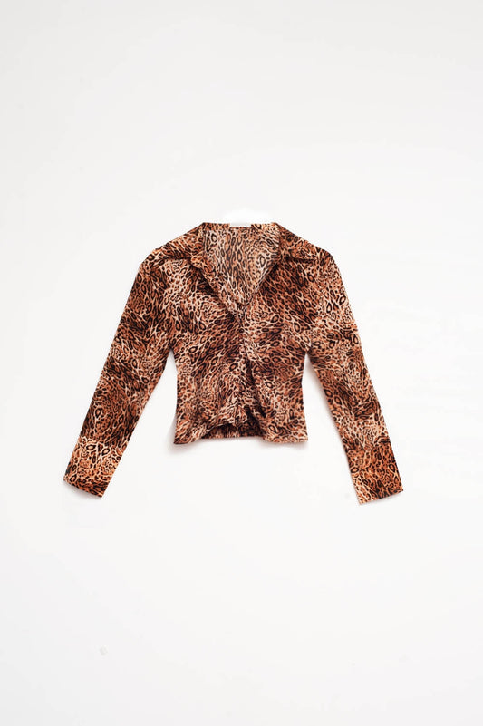 Q2 Cropped shirt in leopard