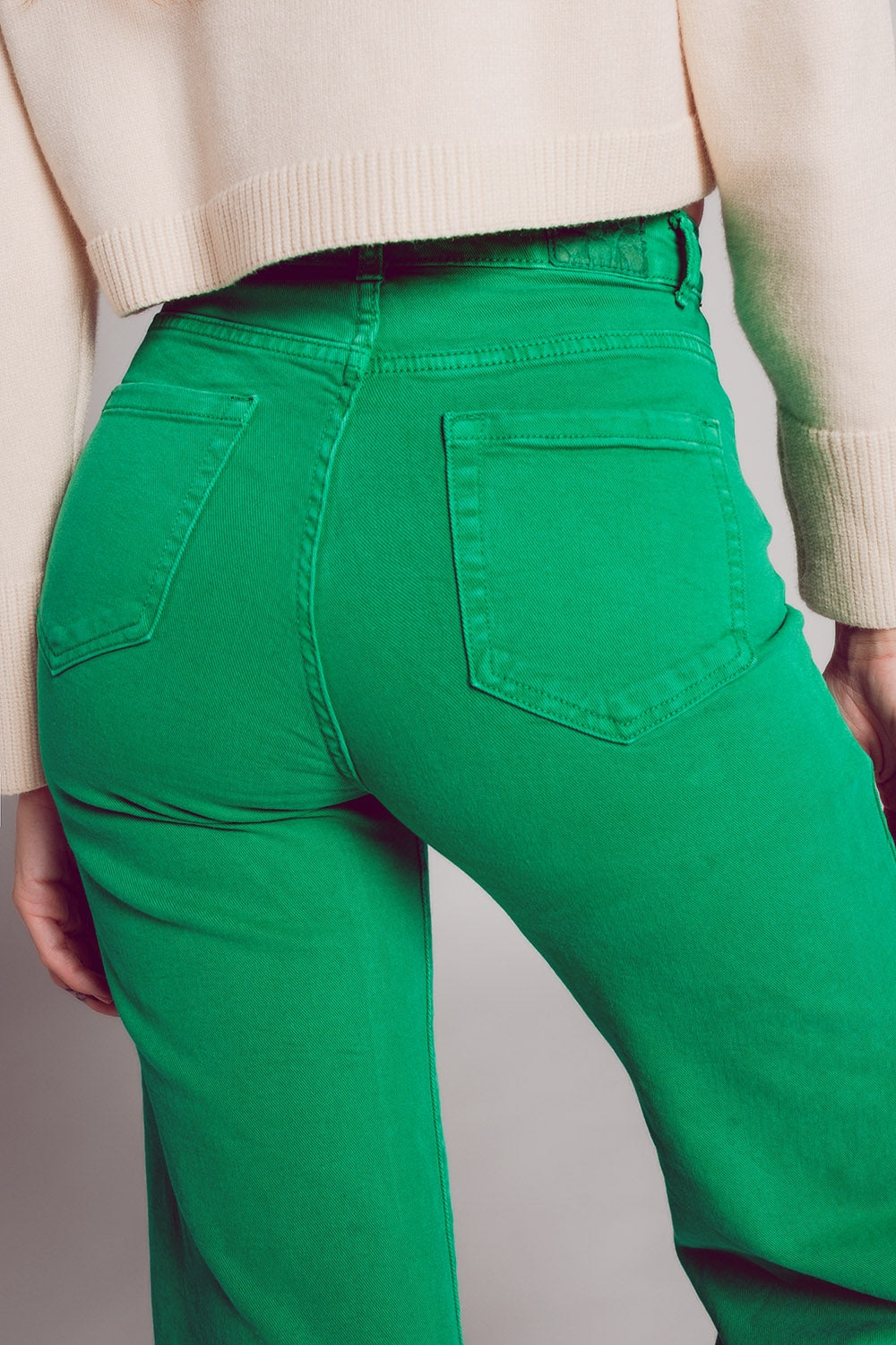 Cropped wide leg jeans in deep green Q2 Jeans BoutiqueLua