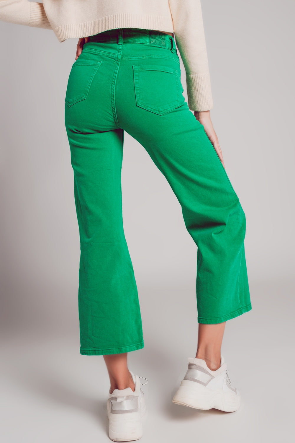 Cropped wide leg jeans in deep green Q2 Jeans BoutiqueLua