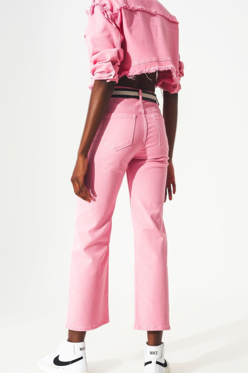 Cropped wide leg jeans in pink Q2 Jeans BoutiqueLua