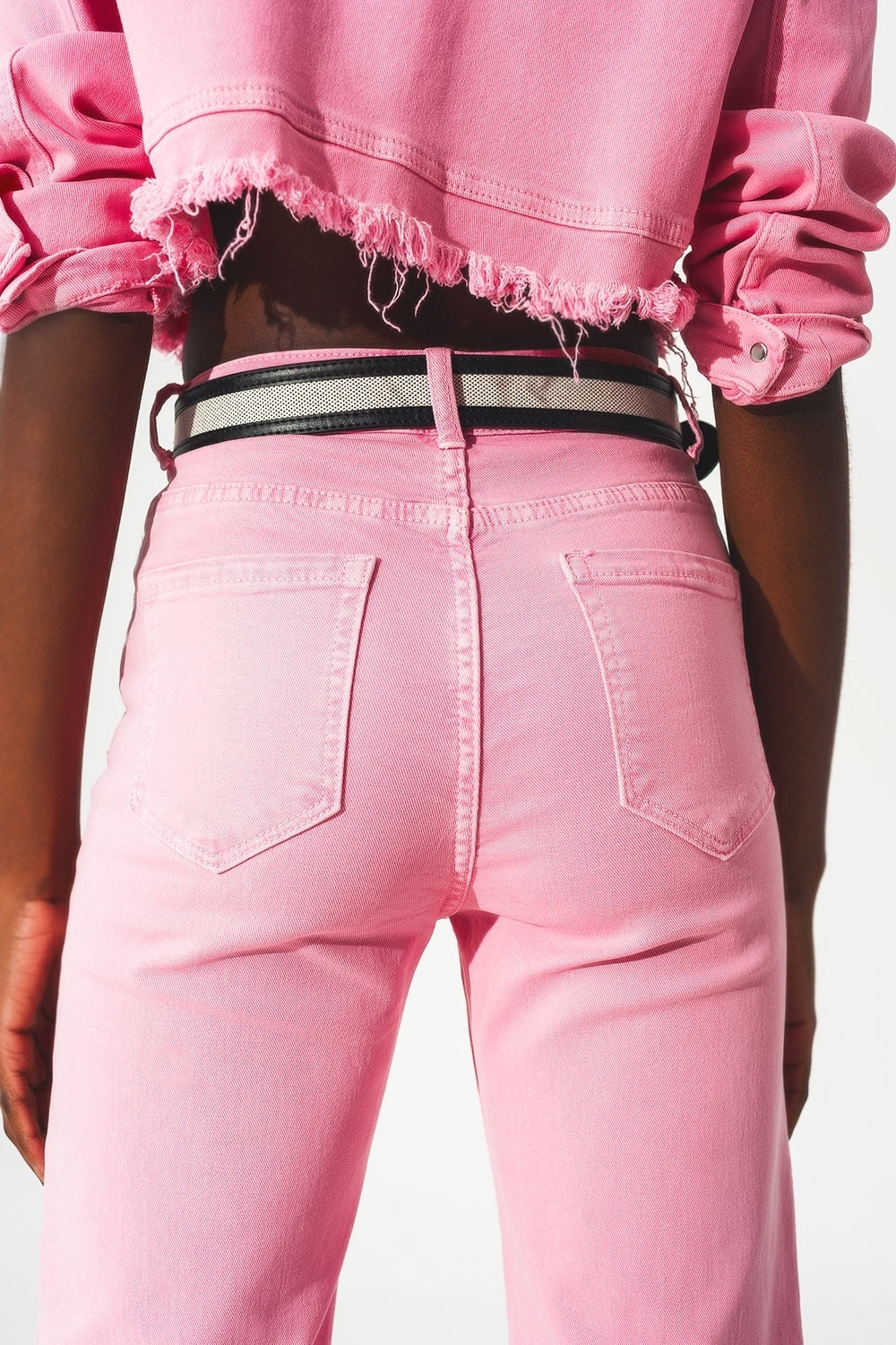 Cropped wide leg jeans in pink Q2 Jeans BoutiqueLua