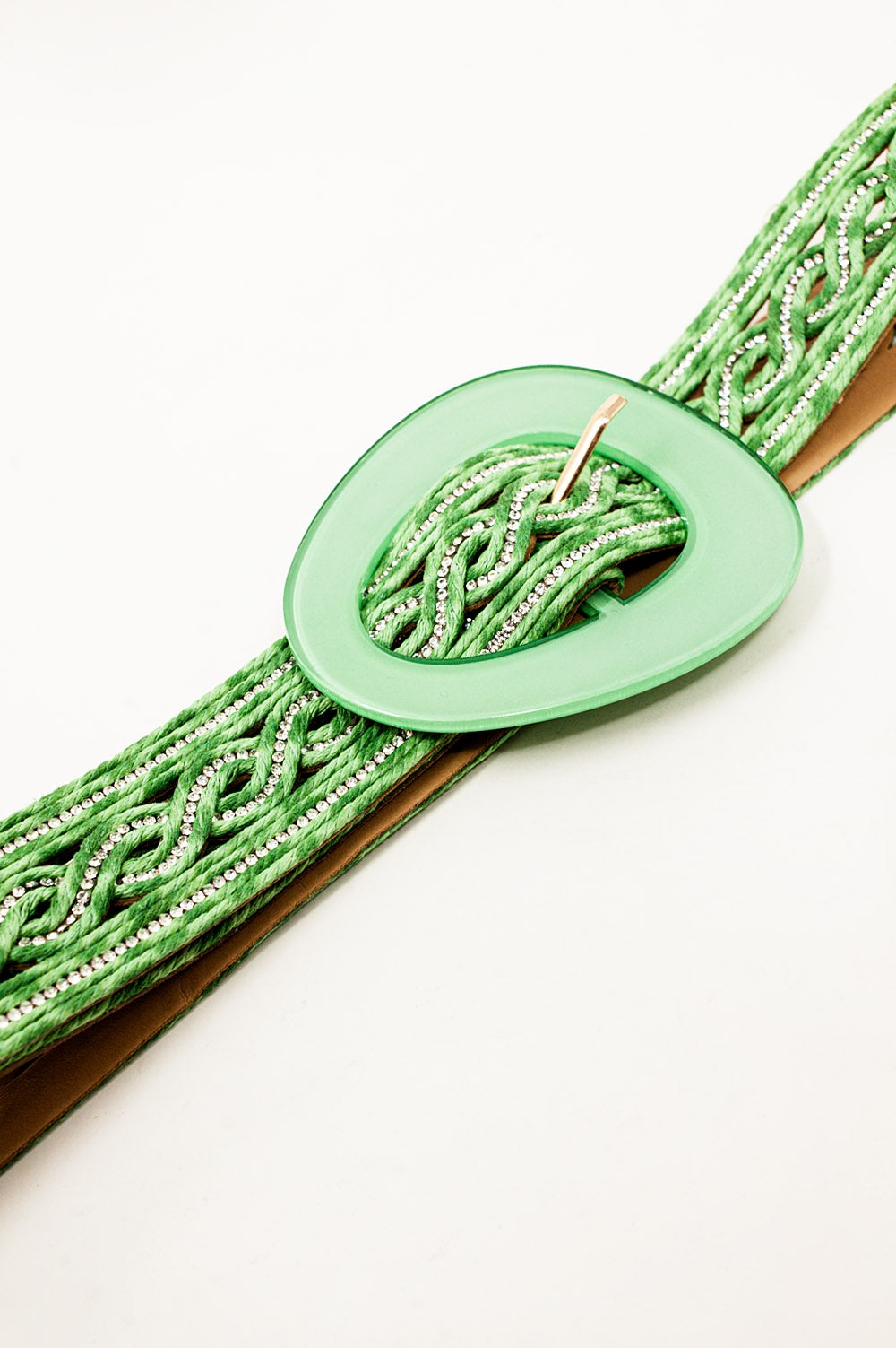 Crystal Embellished Belt in Green Q2 Accessories BoutiqueLua