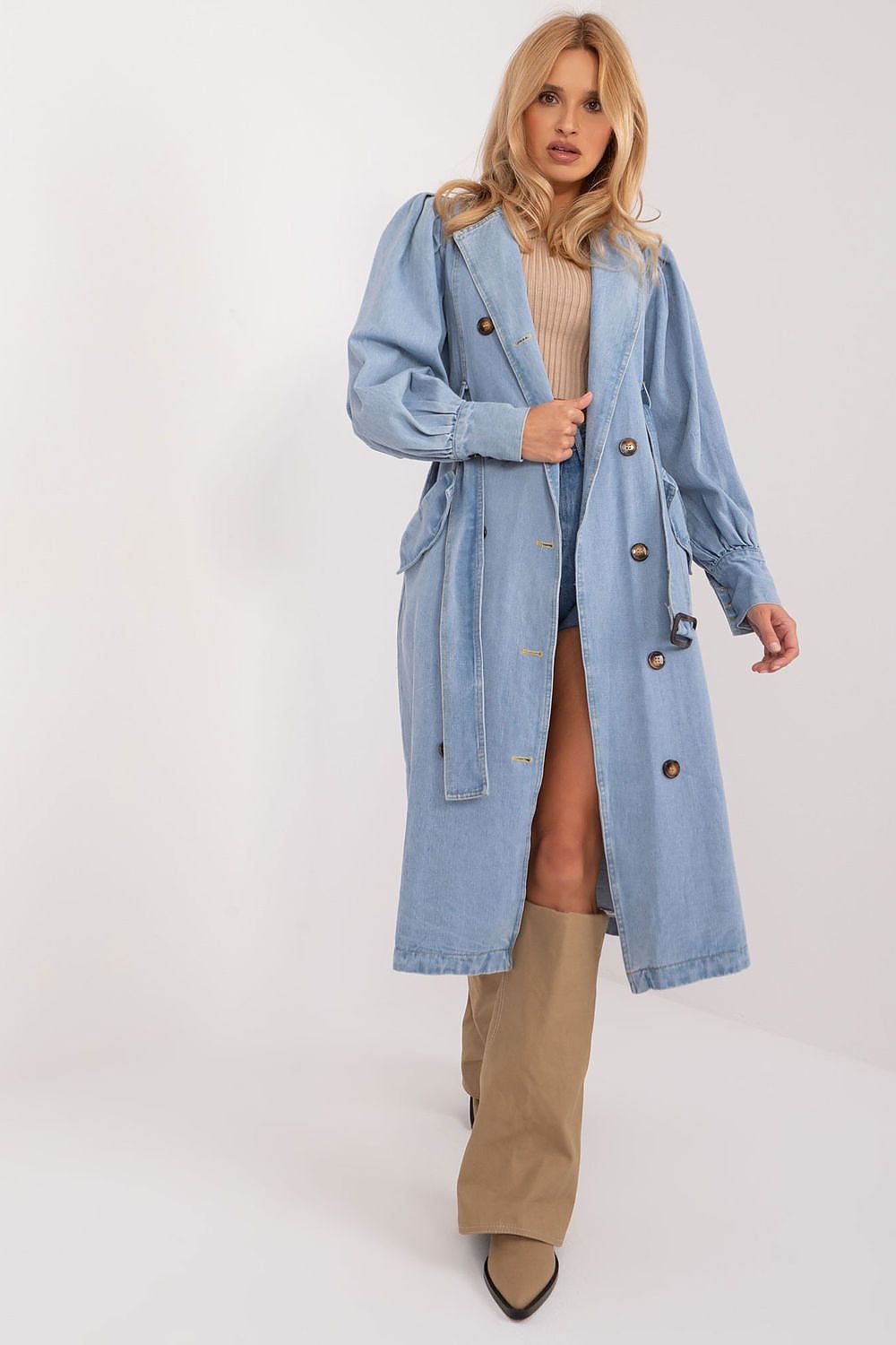 Lightweight Denim Trench Coat for Spring and Summer