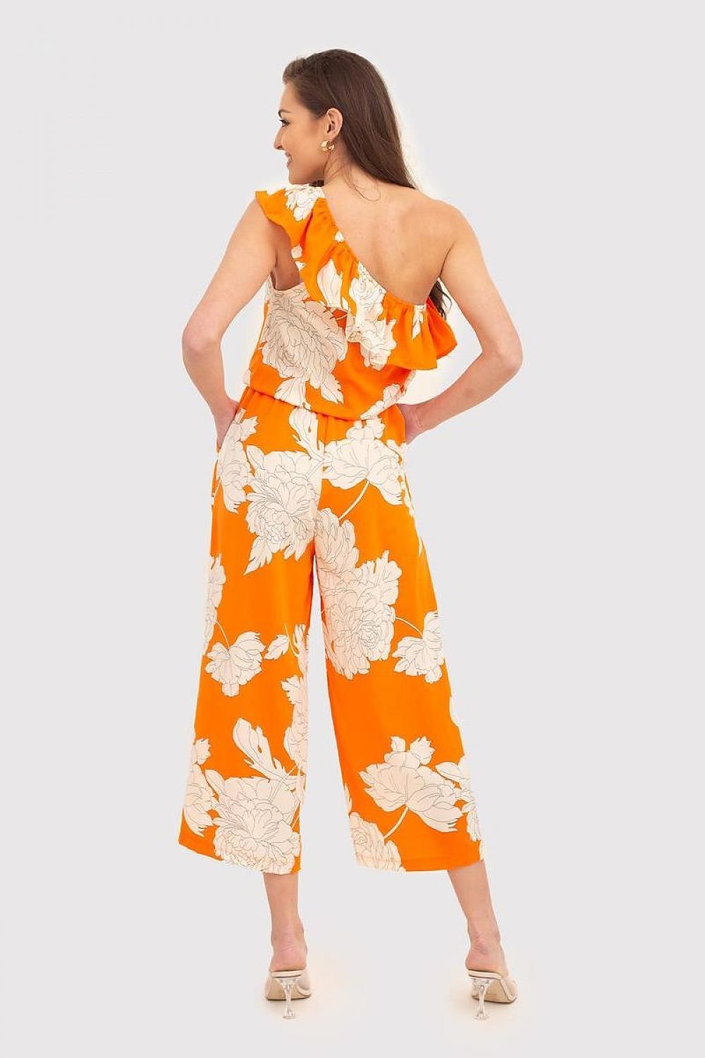 One Shoulder Floral Print Jumpsuit