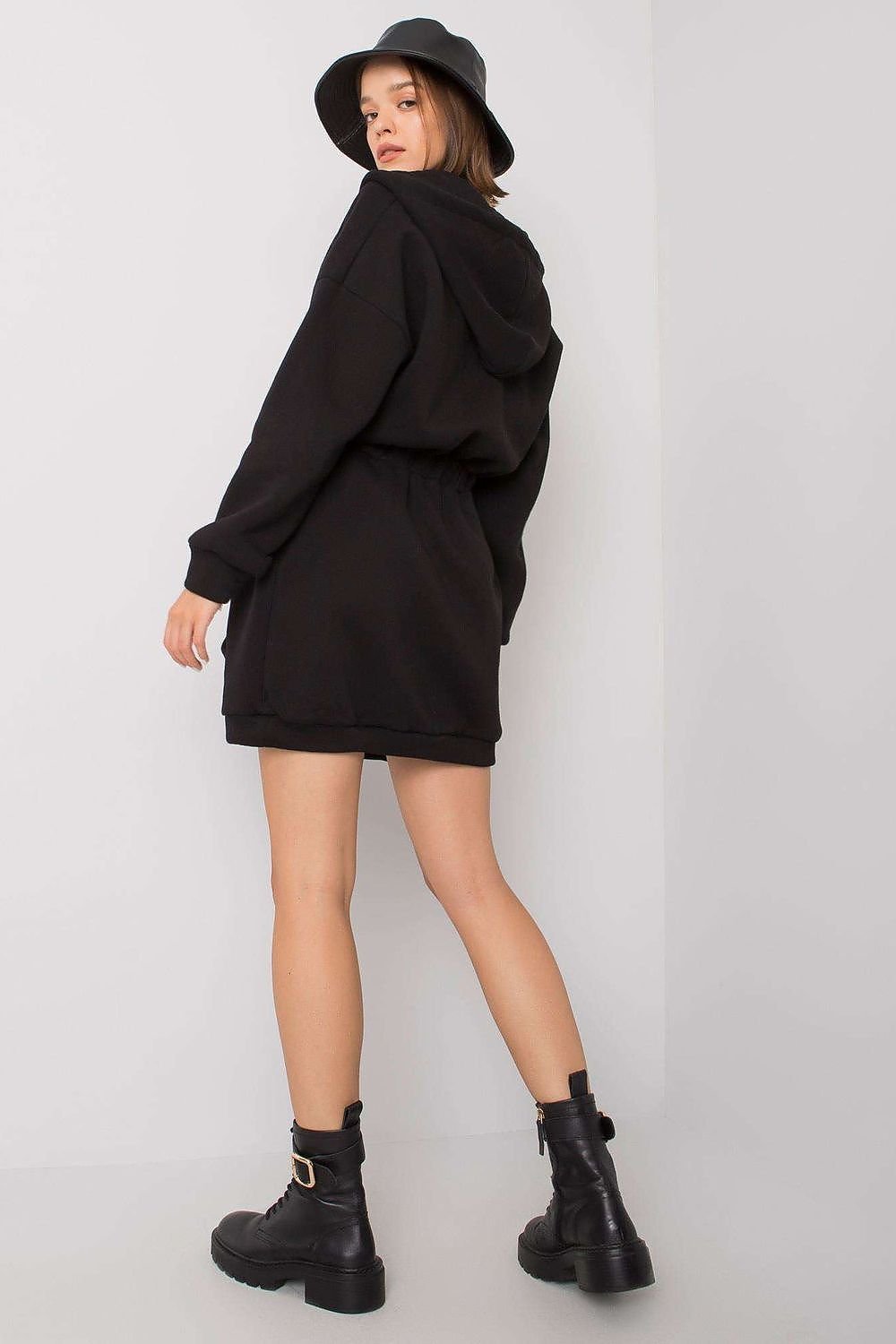 Cozy Hooded Sweatshirt Dress with Zipper and Kangaroo Pocket