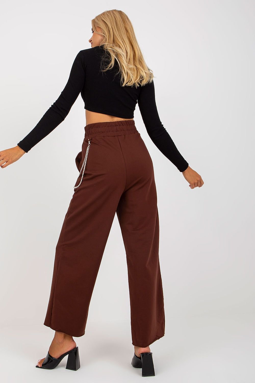 Pantalon de survêtement élégant à jambe large pour femme avec chaîne