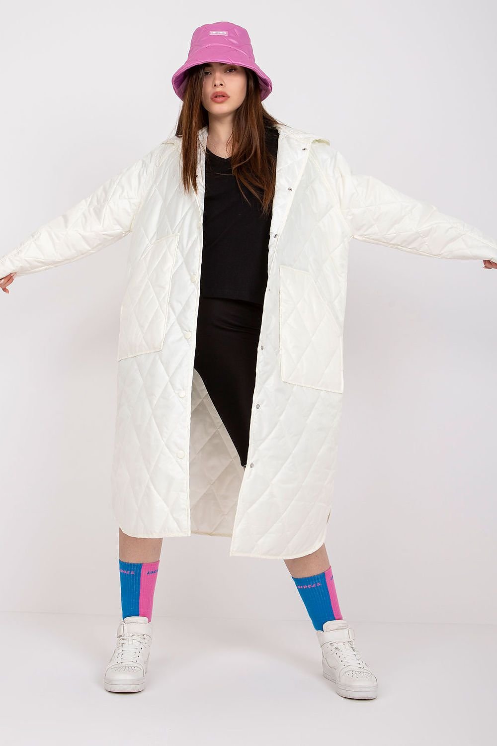 Versatile Quilted Long Coat with Hood