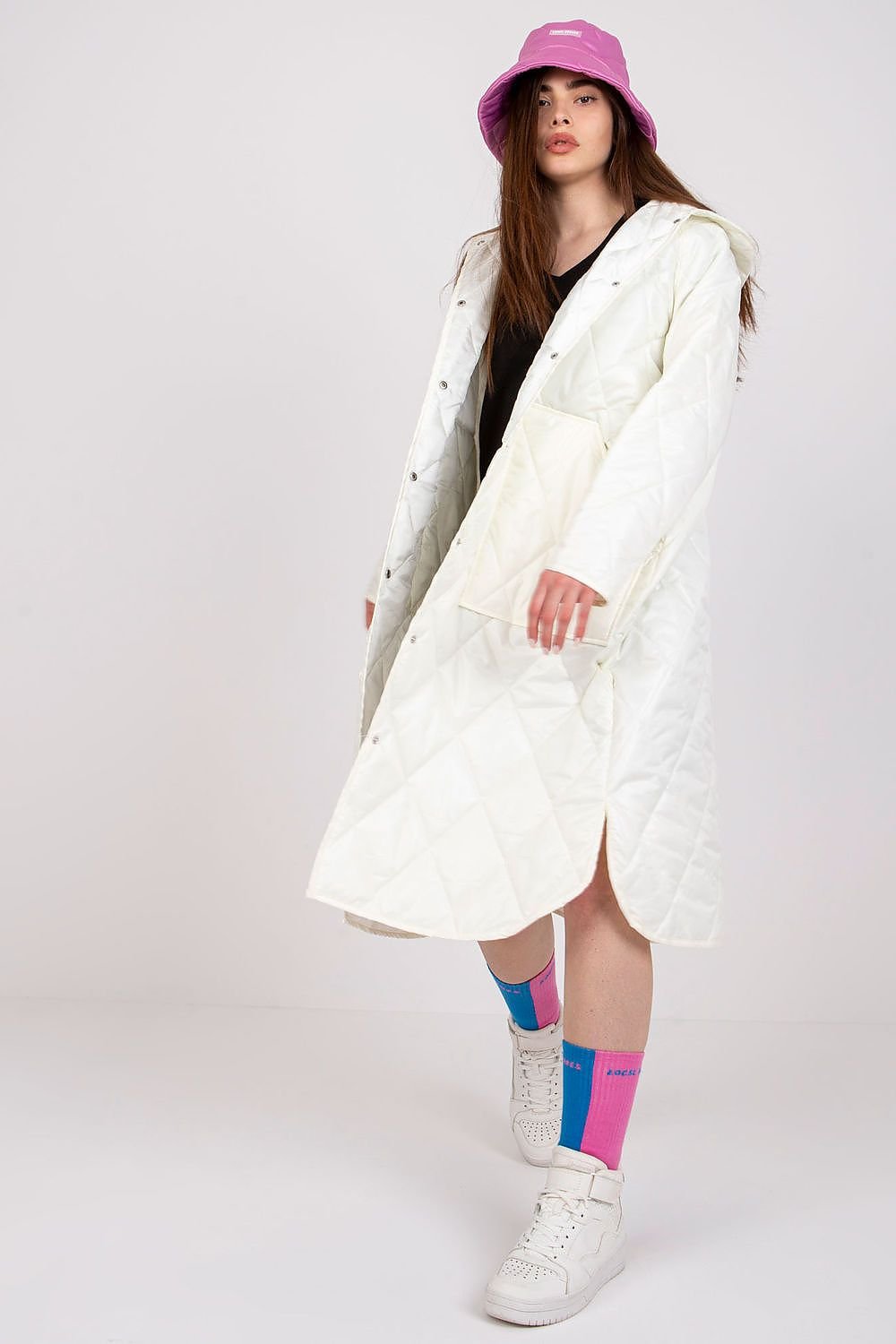 Versatile Quilted Long Coat with Hood