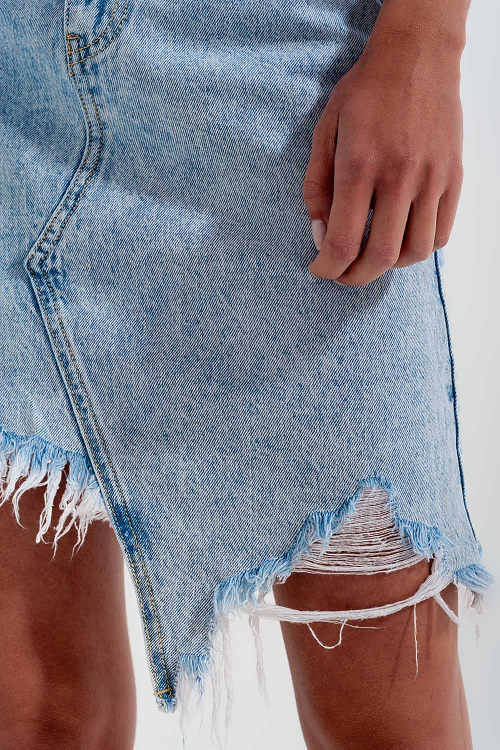 Distressed denim skirt in bleach wash Q2 Skirts BoutiqueLua