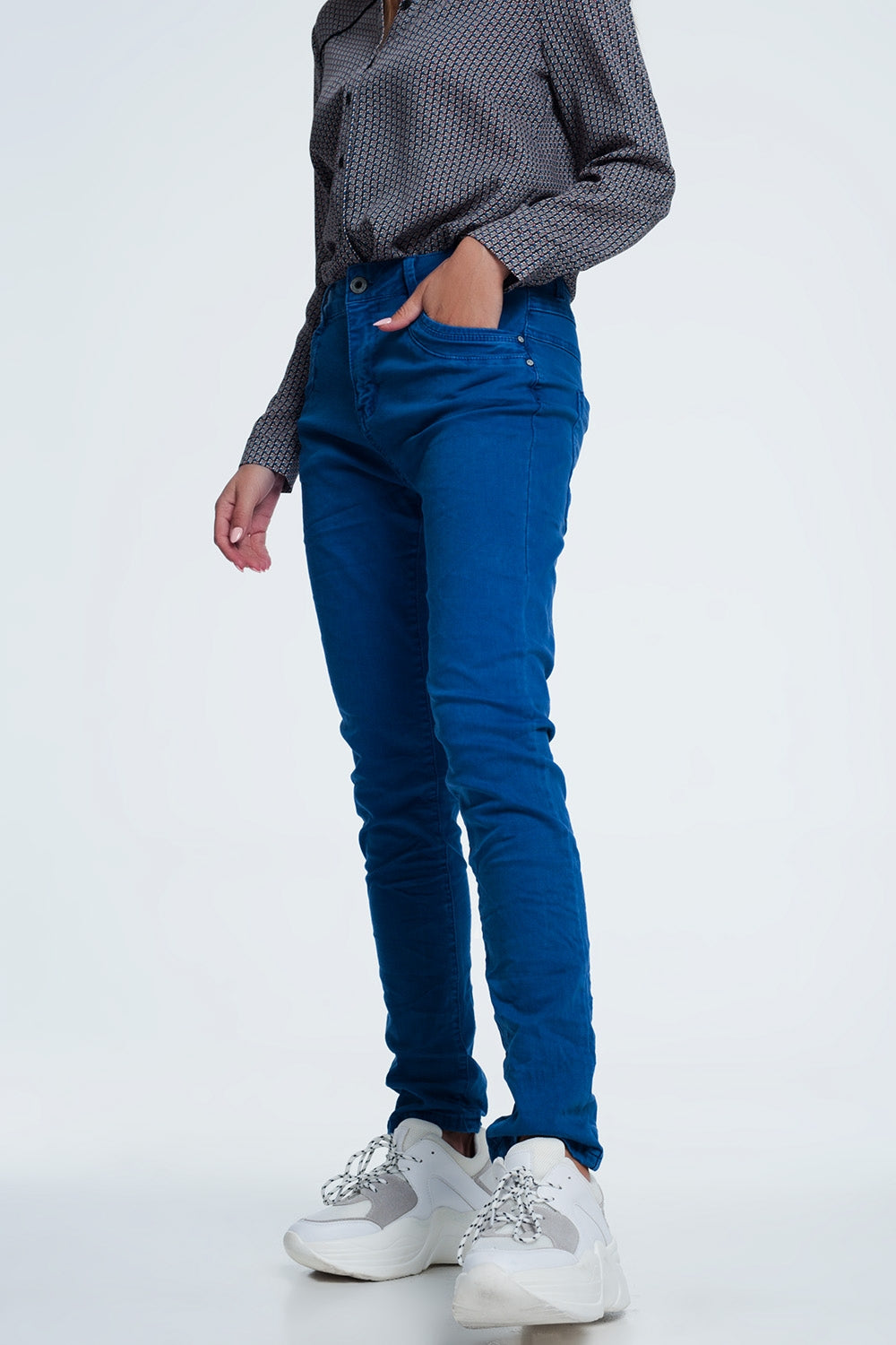 Drop crotch skinny jean in blue Q2 Jeans BoutiqueLua