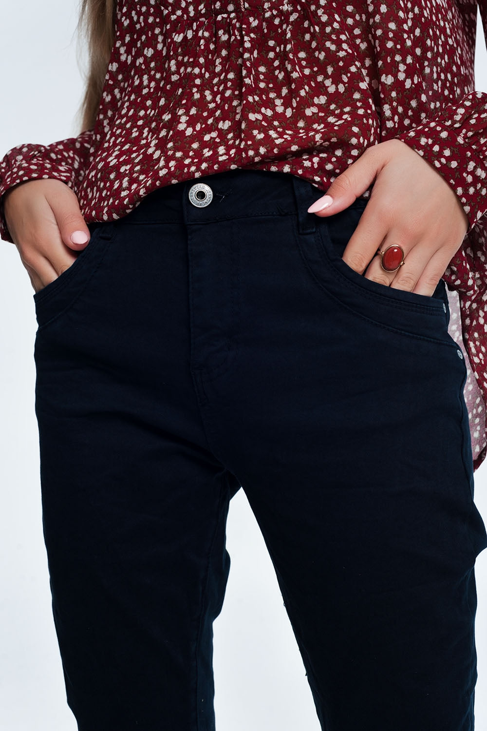 Drop crotch skinny jean in navy Q2 Jeans BoutiqueLua