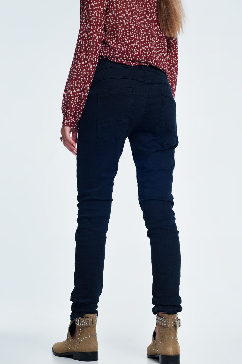 Drop crotch skinny jean in navy Q2 Jeans BoutiqueLua