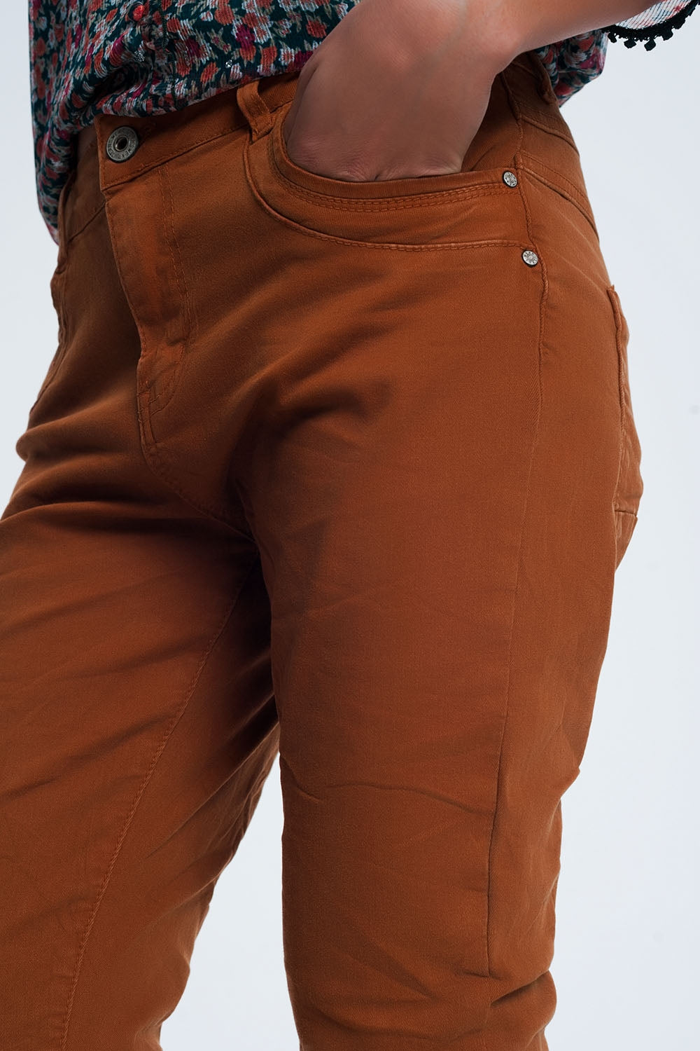 Drop crotch skinny jean in Orange Q2 Jeans BoutiqueLua