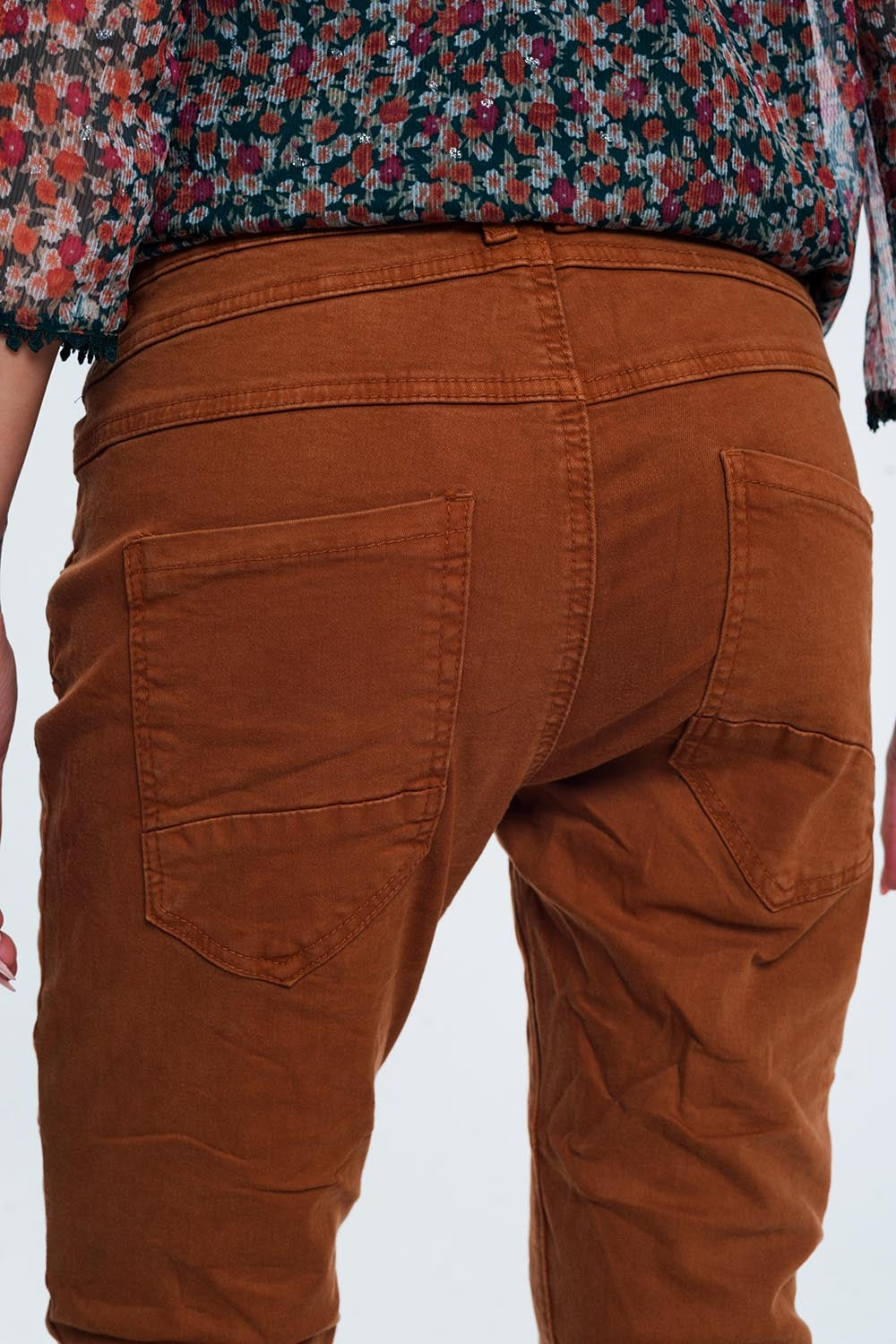 Drop crotch skinny jean in Orange Q2 Jeans BoutiqueLua