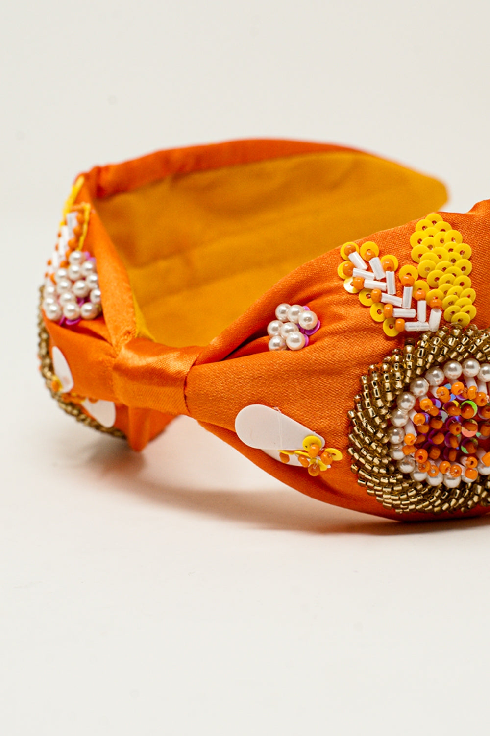 Embellished chunky headband in orange Q2 Headbands BoutiqueLua