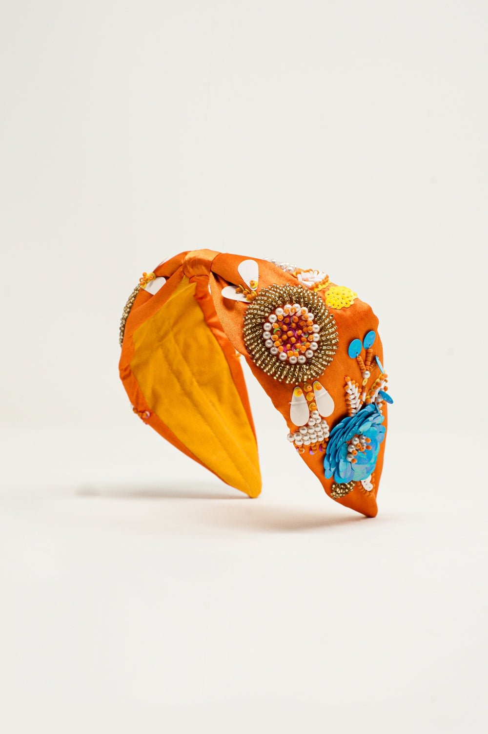 Embellished chunky headband in orange Q2 Headbands BoutiqueLua