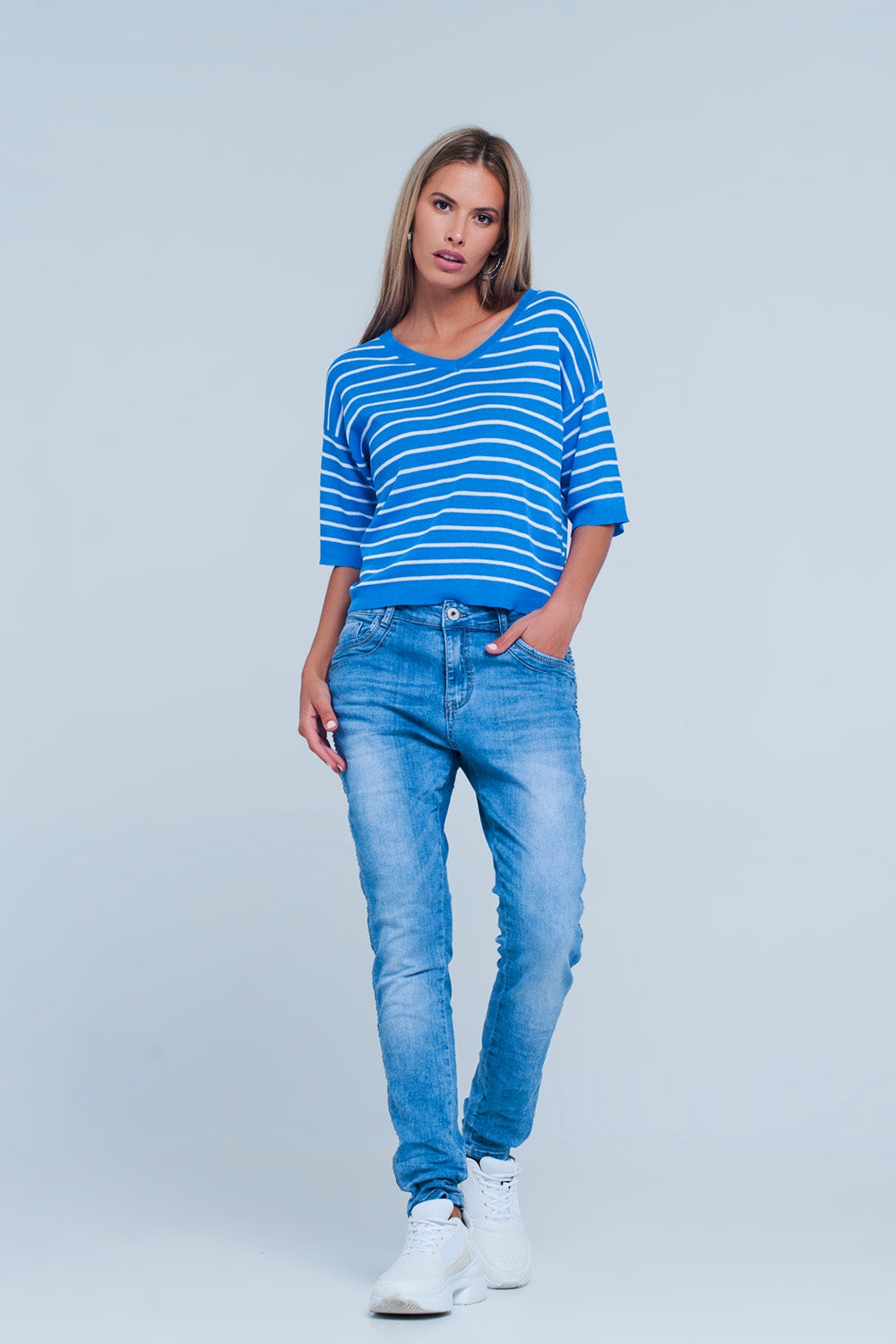 Embellished Side Boyfriend Jeans Q2 Jeans BoutiqueLua