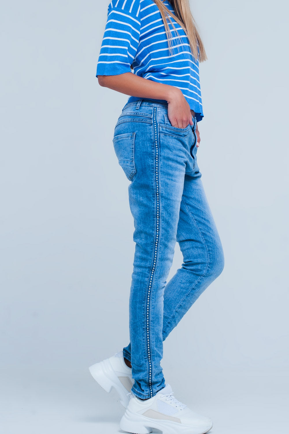 Embellished Side Boyfriend Jeans Q2 Jeans BoutiqueLua