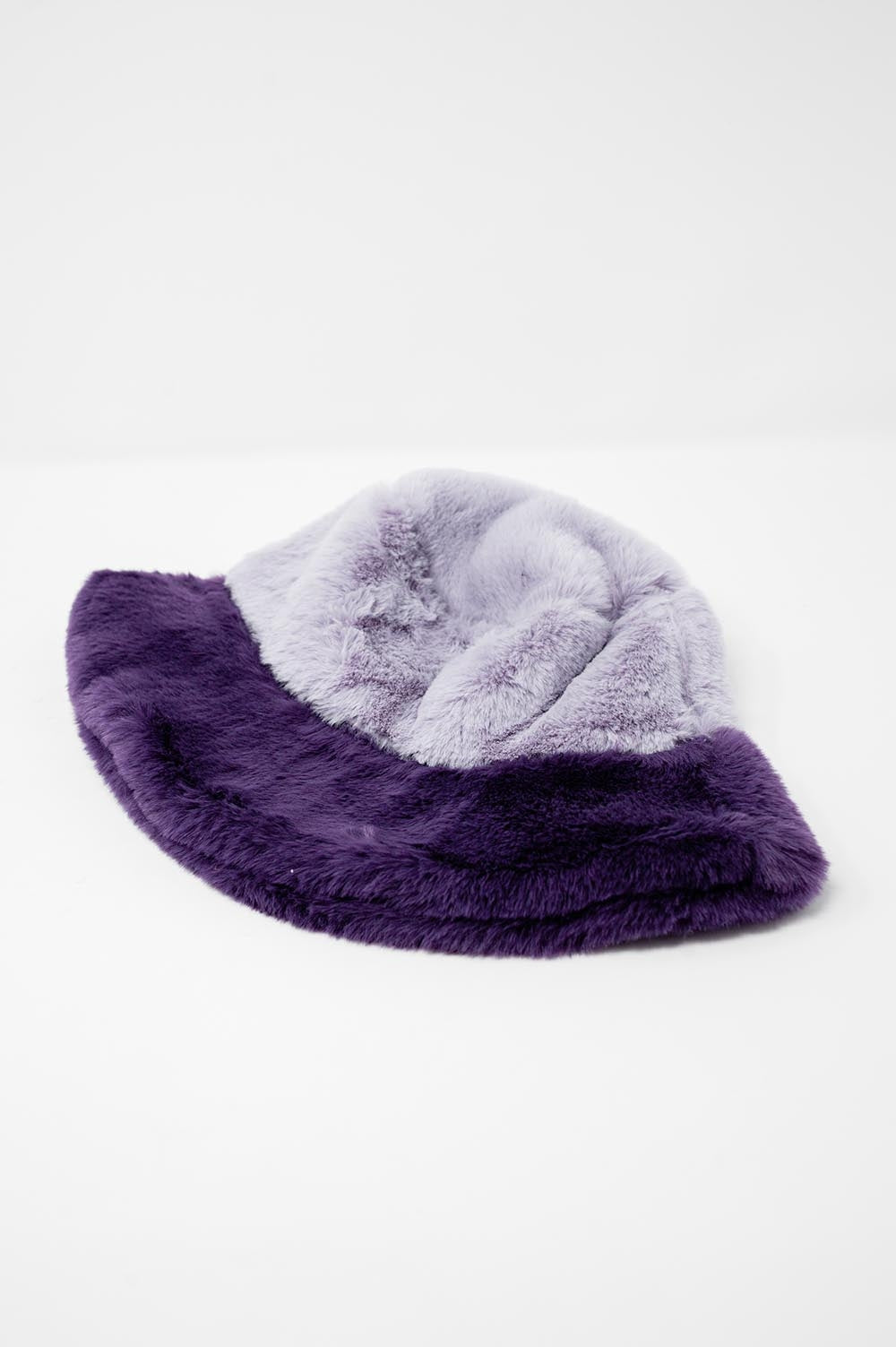 Faux fur bucket hat in purple Q2 Hats BoutiqueLua