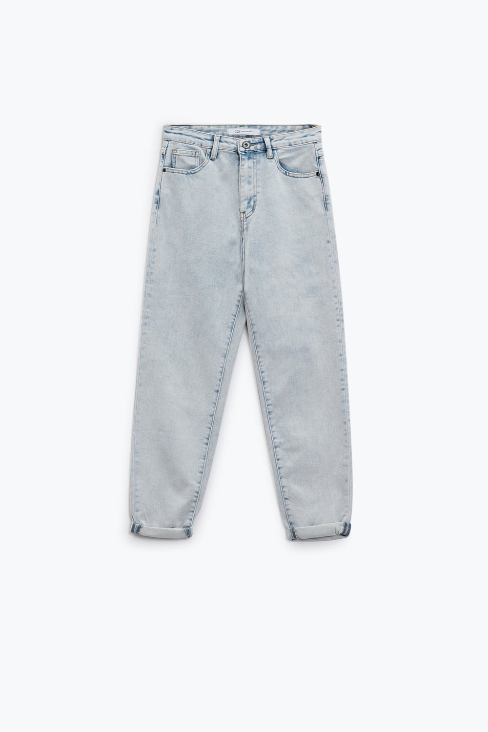 Five pockets mom jeans wash effect with folded hem Q2 Jeans BoutiqueLua