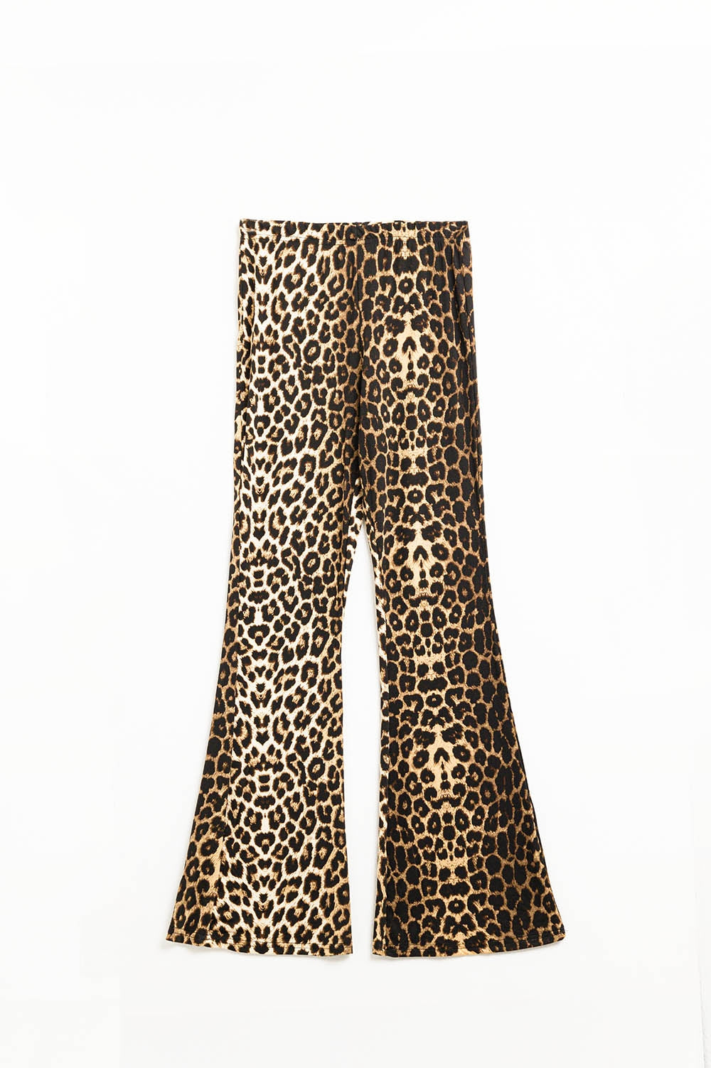 Flared Spandex leggings in a leopard print Q2 Pants BoutiqueLua