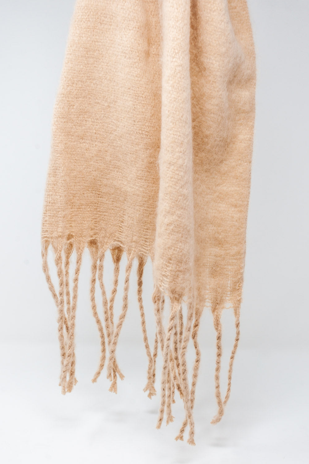 Fringed striped scarf in beige Q2 Necklaces BoutiqueLua