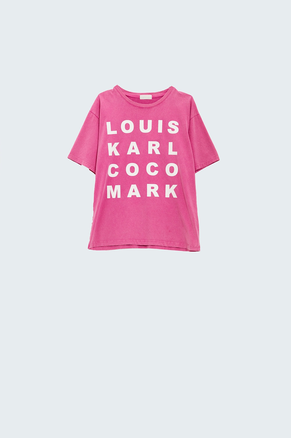 Fuchsia T-shirt With famous Names Logos At The Front Q2 Tops BoutiqueLua