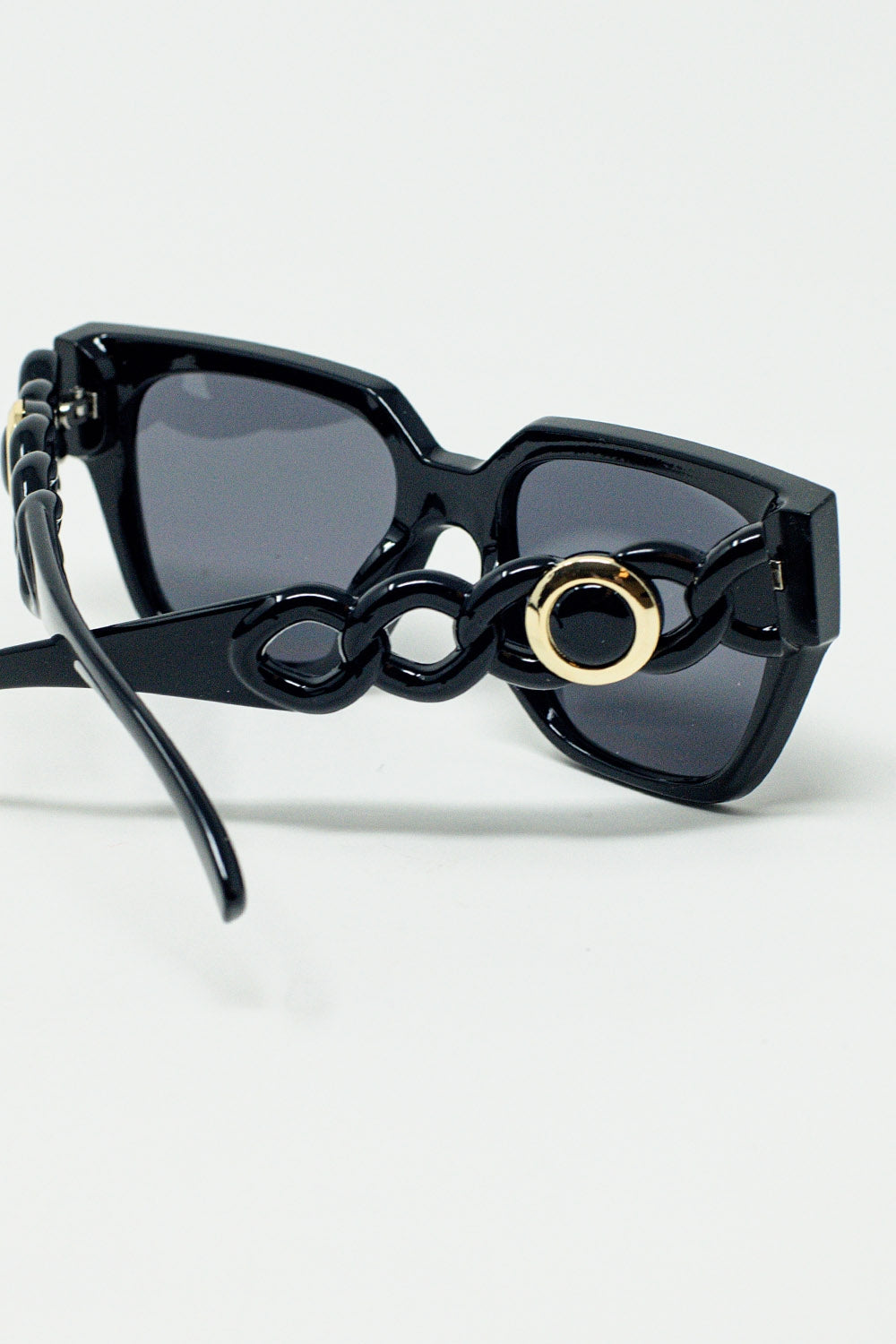 geometric thick black sunglasses with black lens Q2  BoutiqueLua