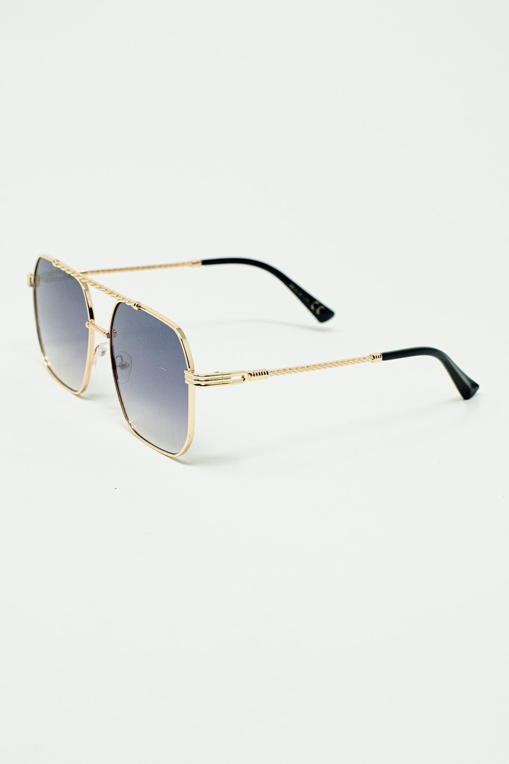 gold square frame sunglasses in ombre blue Q2  BoutiqueLua