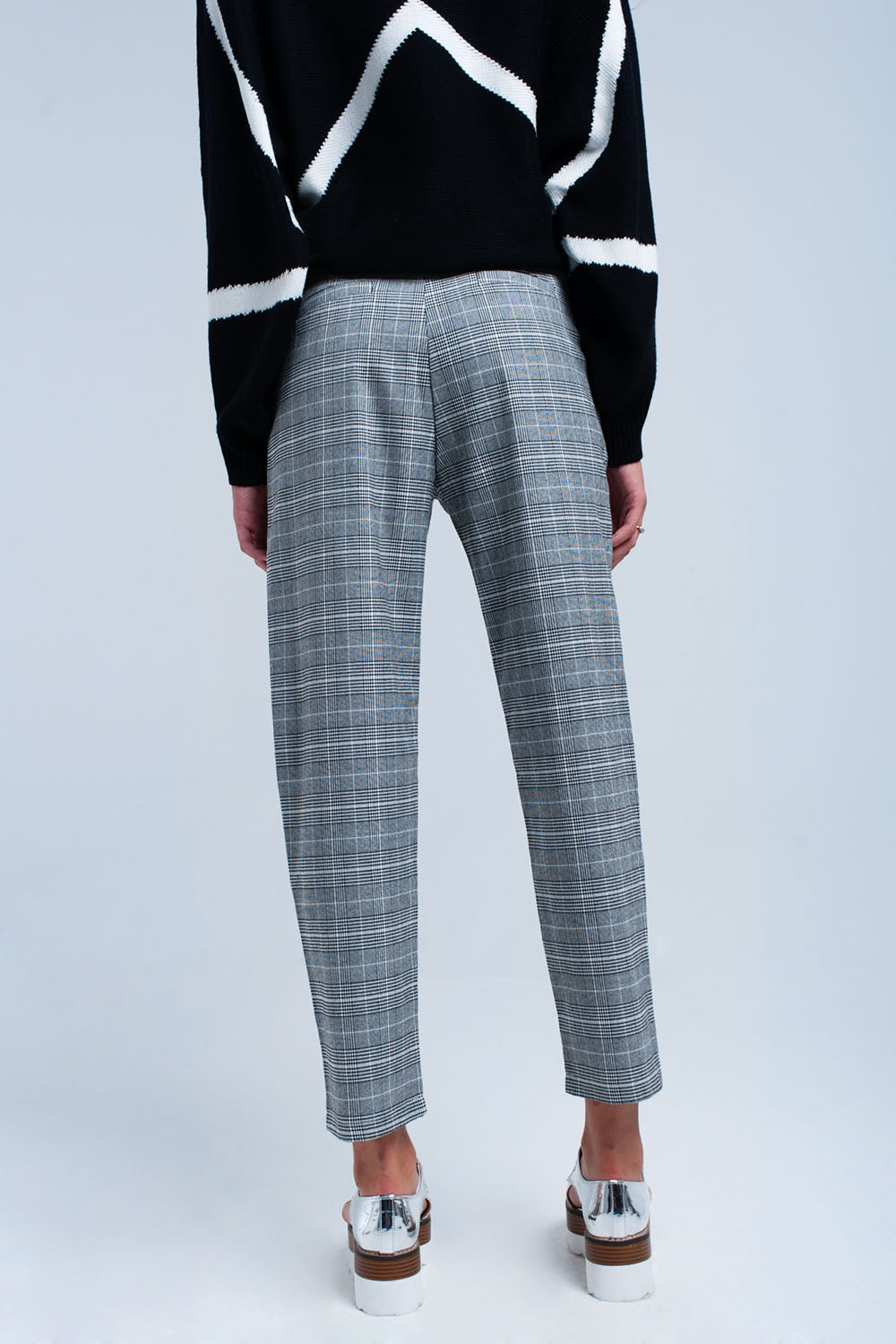 Gray tartan pattern pants Q2 Pants BoutiqueLua