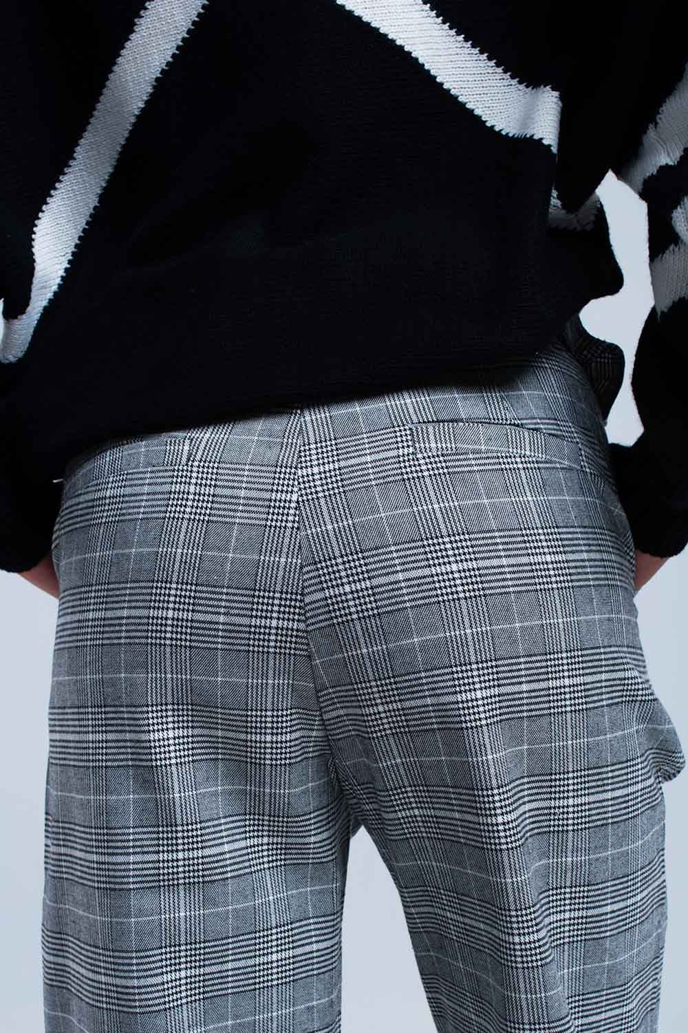 Gray tartan pattern pants Q2 Pants BoutiqueLua