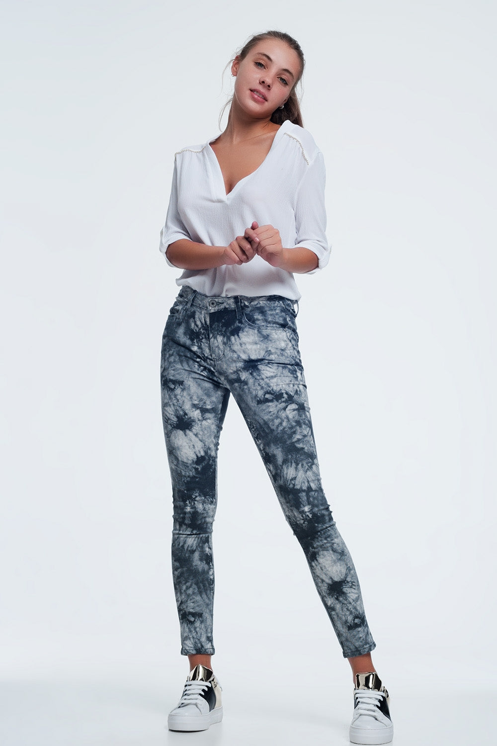 Gray tinted slim pants Q2 Pants BoutiqueLua