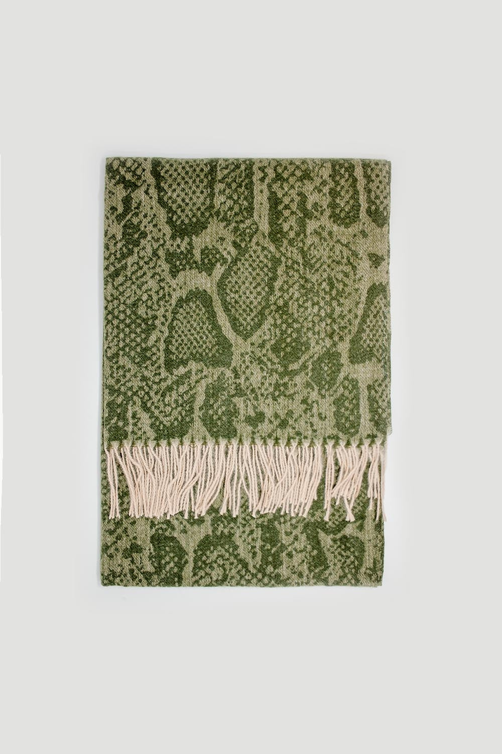 Green snake print scarf with bangs Q2 Necklaces BoutiqueLua