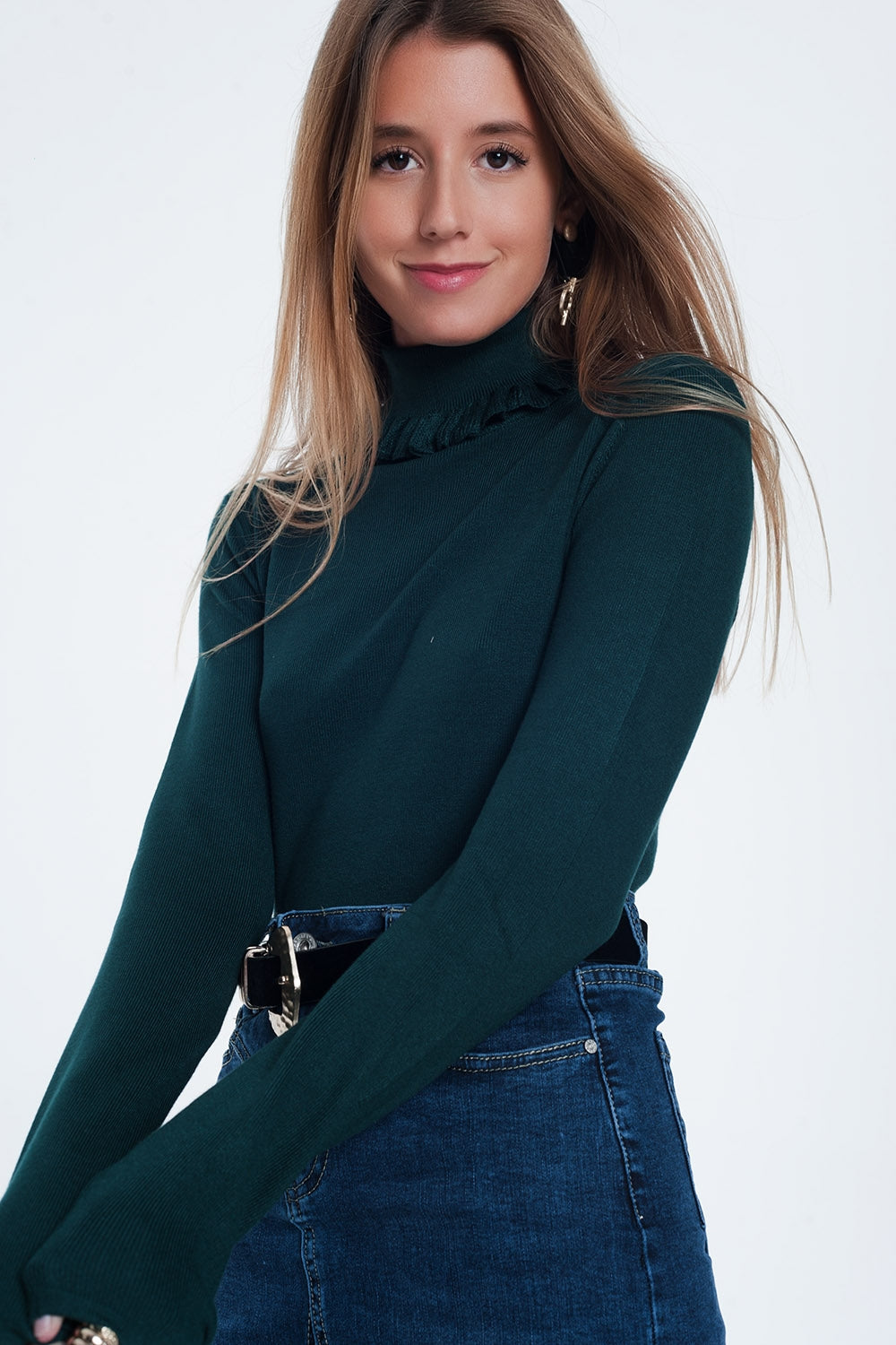 Green turtleneck sweatshirt Q2 Sweaters BoutiqueLua